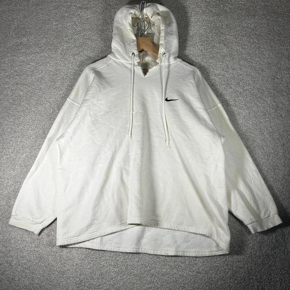 Vintage 90s women's Nike white distressed white tag oversized hoodie L